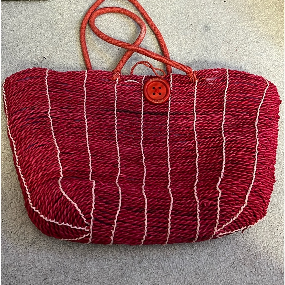 Pink Woven Roxy Tote Bag